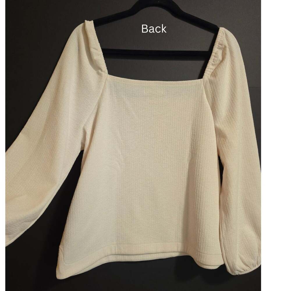 Madewell NWT Cream Textured Square Neck Puff Sleeve Blouse XL Romantic Boho - Picture 3 of 12